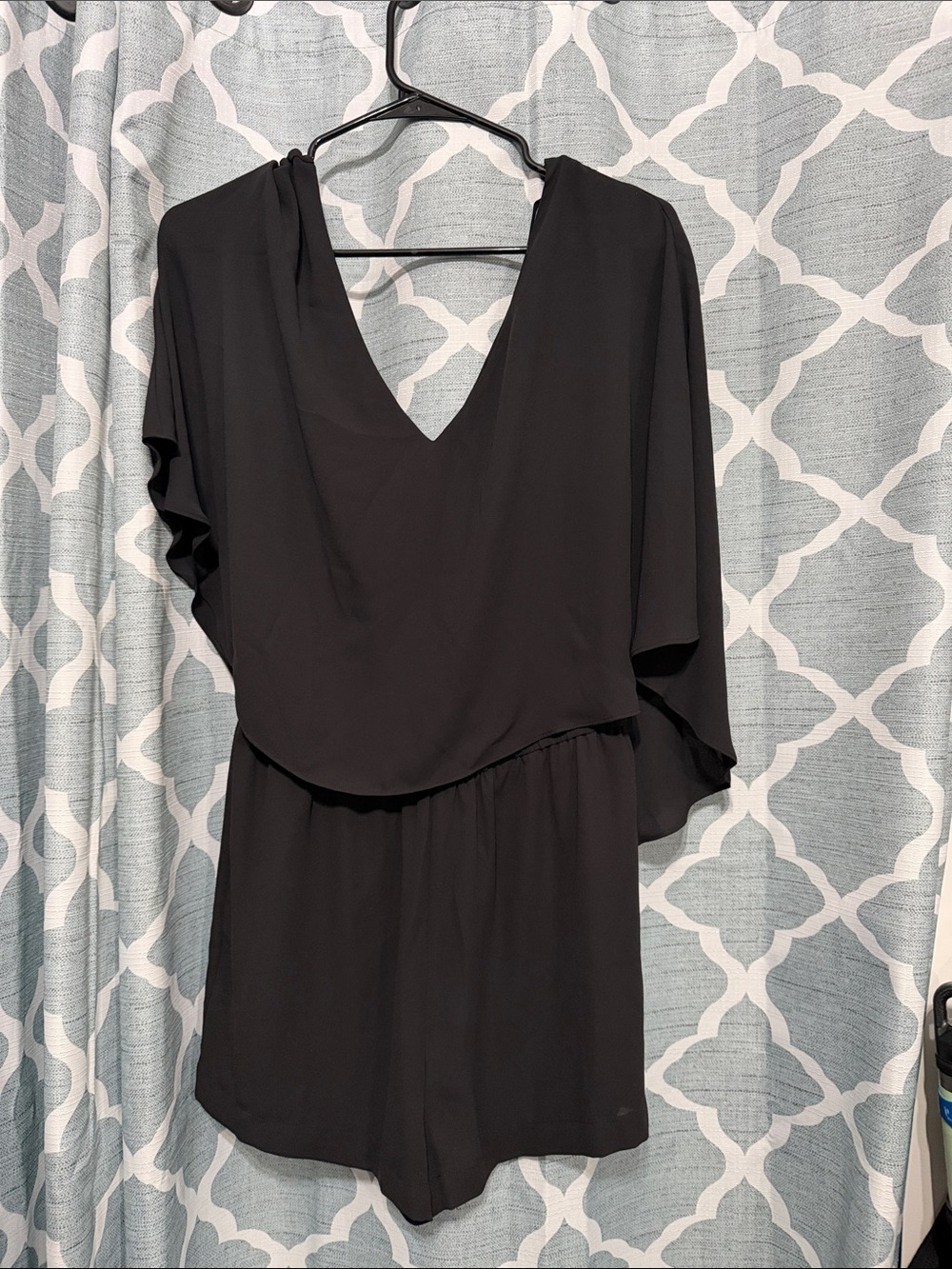 BCBGMaxAzria Black V-Neck Short Romper